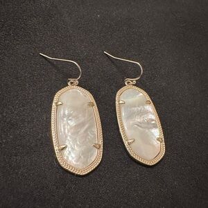 Kendra Scott White Mother of Pearl and Gold Elle Drop Earrings
